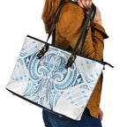Maori Rugby Custom Ngaru Mangopare Leather Tote Bag Kahui Whetu Niho Taniwha Motif