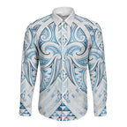 Maori Rugby Custom Ngaru Mangopare Long Sleeve Button Shirt Kahui Whetu Niho Taniwha Motif