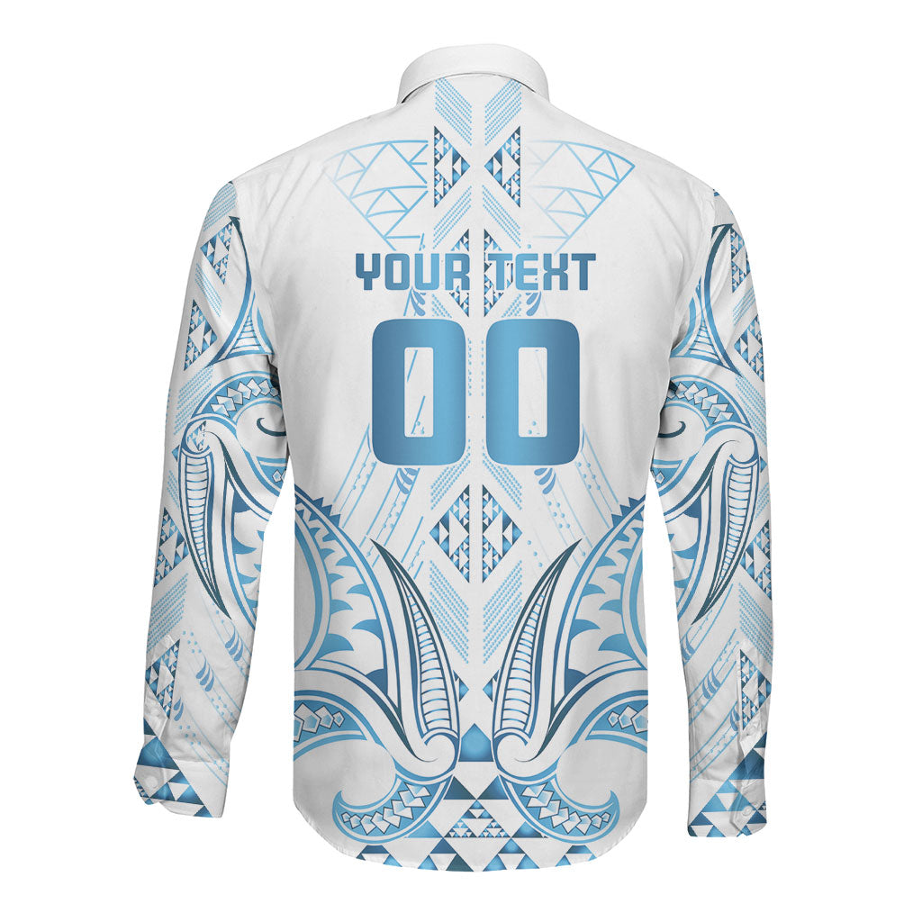 Maori Rugby Custom Ngaru Mangopare Long Sleeve Button Shirt Kahui Whetu Niho Taniwha Motif