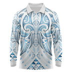 Maori Rugby Custom Ngaru Mangopare Long Sleeve Polo Shirt Kahui Whetu Niho Taniwha Motif