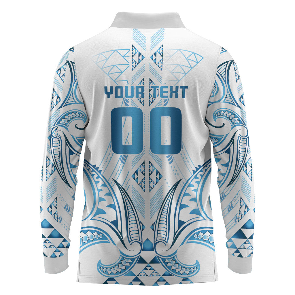 Maori Rugby Custom Ngaru Mangopare Long Sleeve Polo Shirt Kahui Whetu Niho Taniwha Motif