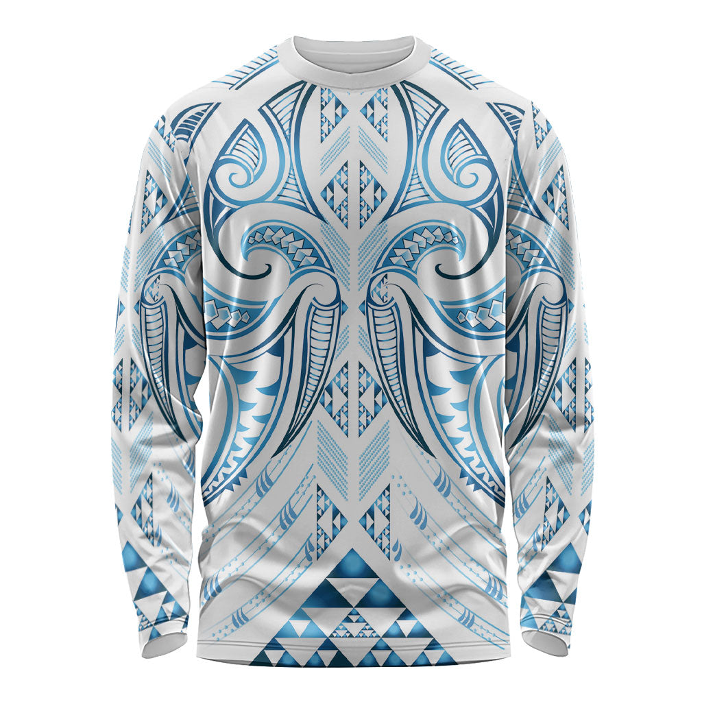 Maori Rugby Custom Ngaru Mangopare Long Sleeve Shirt Kahui Whetu Niho Taniwha Motif