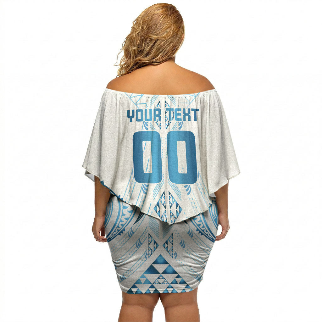 Maori Rugby Custom Ngaru Mangopare Off Shoulder Short Dress Kahui Whetu Niho Taniwha Motif