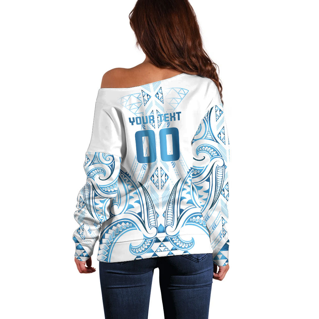 Maori Rugby Custom Ngaru Mangopare Off Shoulder Sweater Kahui Whetu Niho Taniwha Motif