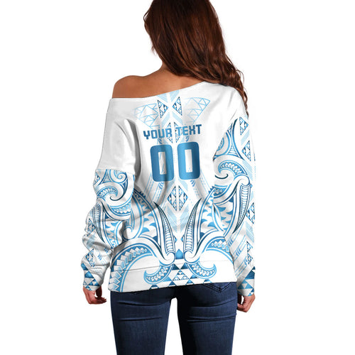 Maori Rugby Custom Ngaru Mangopare Off Shoulder Sweater Kahui Whetu Niho Taniwha Motif
