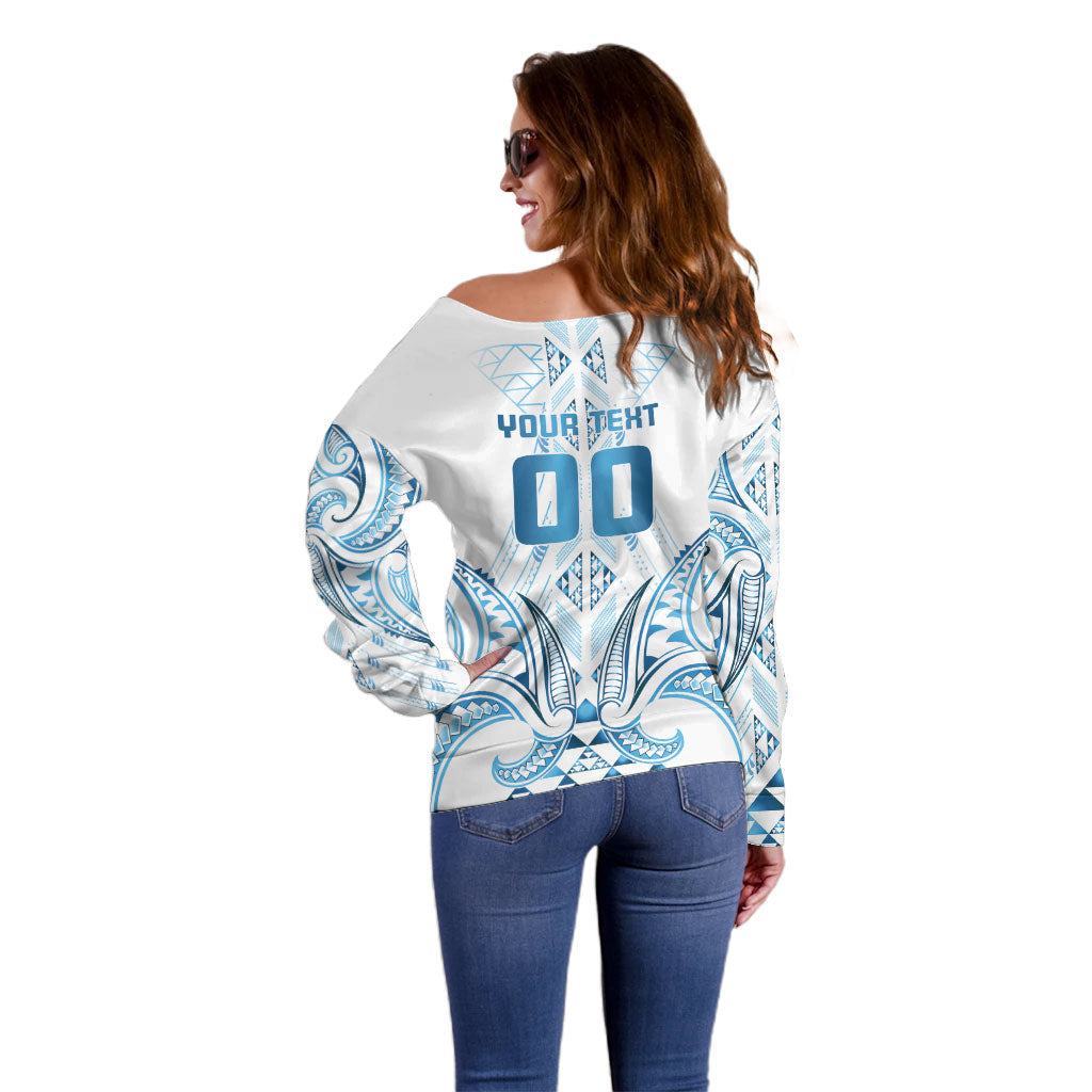 Maori Rugby Custom Ngaru Mangopare Off Shoulder Sweater Kahui Whetu Niho Taniwha Motif