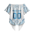 Maori Rugby Custom Ngaru Mangopare Off Shoulder Wrap Waist Top Kahui Whetu Niho Taniwha Motif