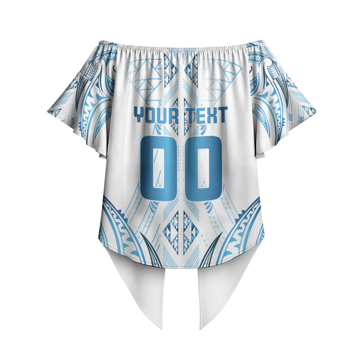 Maori Rugby Custom Ngaru Mangopare Off Shoulder Wrap Waist Top Kahui Whetu Niho Taniwha Motif