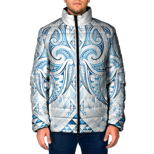 Maori Rugby Custom Ngaru Mangopare Padded Jacket Kahui Whetu Niho Taniwha Motif