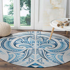 Maori Rugby Custom Ngaru Mangopare Round Carpet Kahui Whetu Niho Taniwha Motif