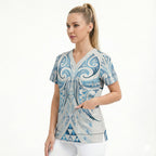 Maori Rugby Custom Ngaru Mangopare Scrub Top Kahui Whetu Niho Taniwha Motif
