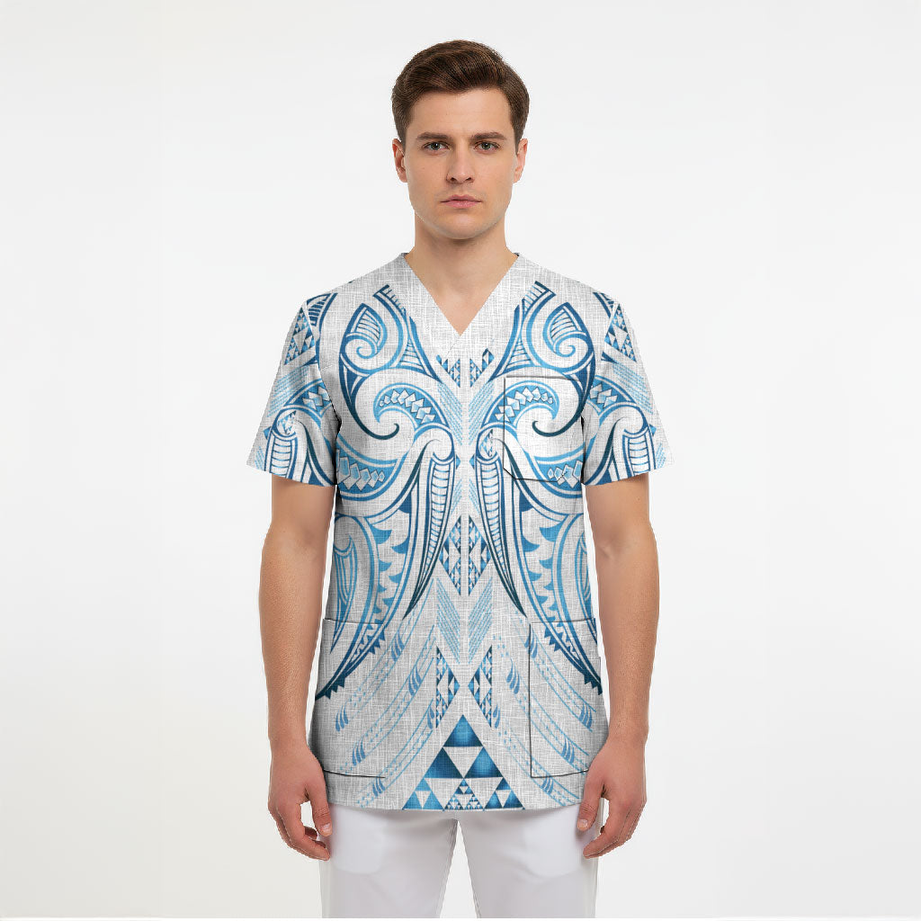 Maori Rugby Custom Ngaru Mangopare Scrub Top Kahui Whetu Niho Taniwha Motif