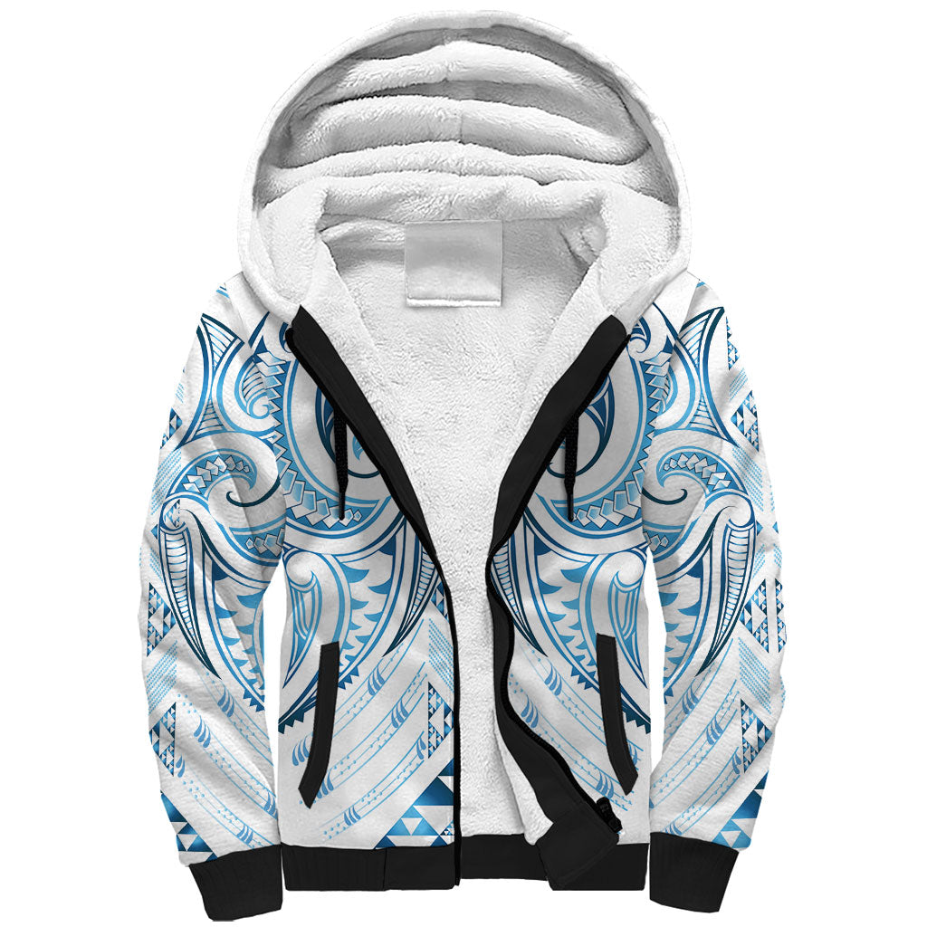 Maori Rugby Custom Ngaru Mangopare Sherpa Hoodie Kahui Whetu Niho Taniwha Motif