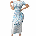 Maori Rugby Custom Ngaru Mangopare Short Sleeve Bodycon Dress Kahui Whetu Niho Taniwha Motif