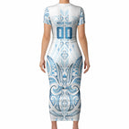 Maori Rugby Custom Ngaru Mangopare Short Sleeve Bodycon Dress Kahui Whetu Niho Taniwha Motif