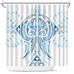 Maori Rugby Custom Ngaru Mangopare Shower Curtain Kahui Whetu Niho Taniwha Motif