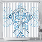 Maori Rugby Custom Ngaru Mangopare Shower Curtain Kahui Whetu Niho Taniwha Motif