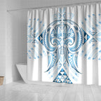 Maori Rugby Custom Ngaru Mangopare Shower Curtain Kahui Whetu Niho Taniwha Motif