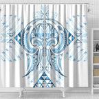 Maori Rugby Custom Ngaru Mangopare Shower Curtain Kahui Whetu Niho Taniwha Motif