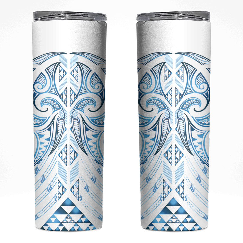 Maori Rugby Custom Ngaru Mangopare Skinny Tumbler Kahui Whetu Niho Taniwha Motif