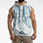 Maori Rugby Custom Ngaru Mangopare Sleeveless Hoodie Kahui Whetu Niho Taniwha Motif