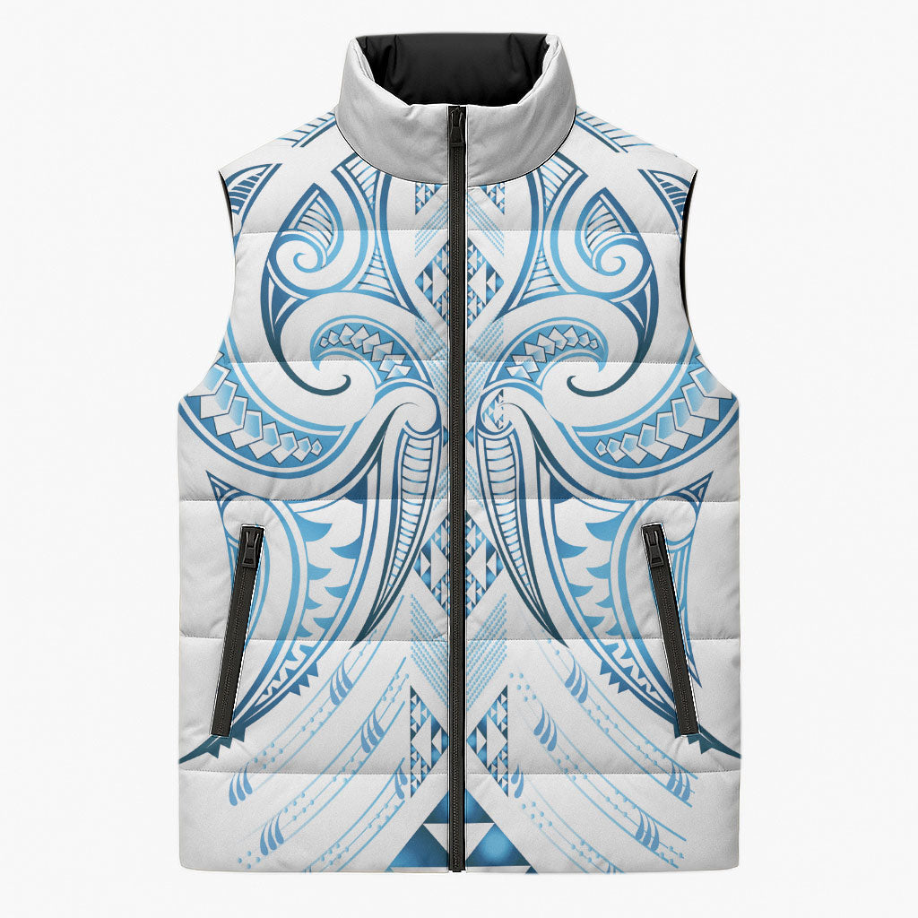 Maori Rugby Custom Ngaru Mangopare Sleeveless Puffer Jacket Kahui Whetu Niho Taniwha Motif