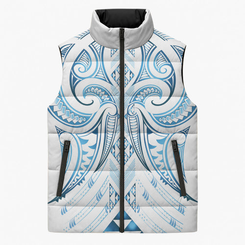 Maori Rugby Custom Ngaru Mangopare Sleeveless Puffer Jacket Kahui Whetu Niho Taniwha Motif