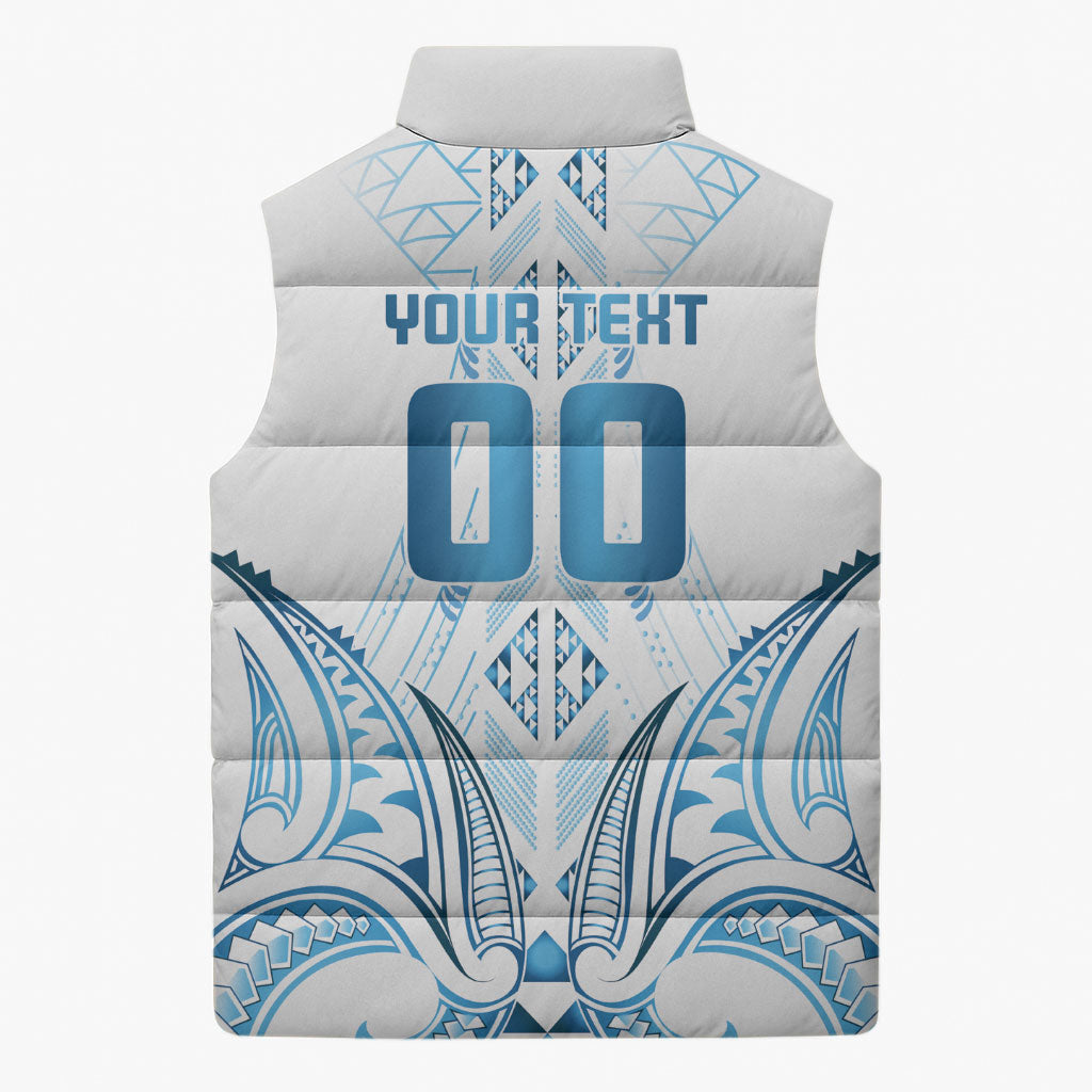 Maori Rugby Custom Ngaru Mangopare Sleeveless Puffer Jacket Kahui Whetu Niho Taniwha Motif
