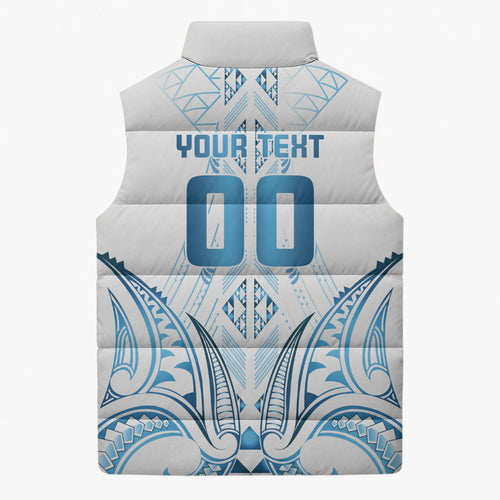 Maori Rugby Custom Ngaru Mangopare Sleeveless Puffer Jacket Kahui Whetu Niho Taniwha Motif