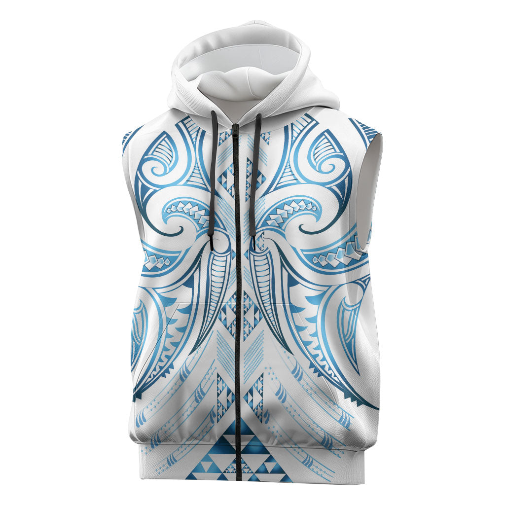 Maori Rugby Custom Ngaru Mangopare Sleeveless Zip Hoodie Kahui Whetu Niho Taniwha Motif