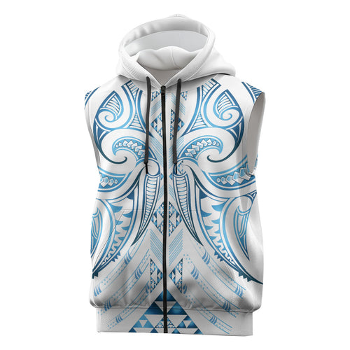 Maori Rugby Custom Ngaru Mangopare Sleeveless Zip Hoodie Kahui Whetu Niho Taniwha Motif