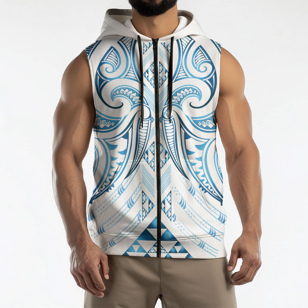 Maori Rugby Custom Ngaru Mangopare Sleeveless Zip Hoodie Kahui Whetu Niho Taniwha Motif