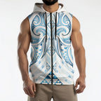 Maori Rugby Custom Ngaru Mangopare Sleeveless Zip Hoodie Kahui Whetu Niho Taniwha Motif
