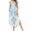 Maori Rugby Custom Ngaru Mangopare Summer Maxi Dress Kahui Whetu Niho Taniwha Motif