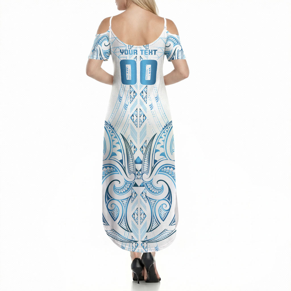 Maori Rugby Custom Ngaru Mangopare Summer Maxi Dress Kahui Whetu Niho Taniwha Motif