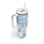 Maori Rugby Custom Ngaru Mangopare Tumbler With Handle Kahui Whetu Niho Taniwha Motif