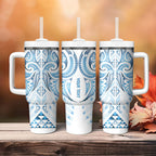 Maori Rugby Custom Ngaru Mangopare Tumbler With Handle Kahui Whetu Niho Taniwha Motif