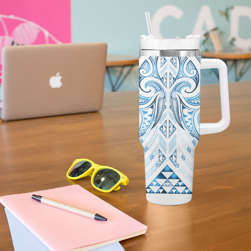 Maori Rugby Custom Ngaru Mangopare Tumbler With Handle Kahui Whetu Niho Taniwha Motif