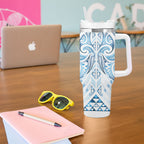 Maori Rugby Custom Ngaru Mangopare Tumbler With Handle Kahui Whetu Niho Taniwha Motif