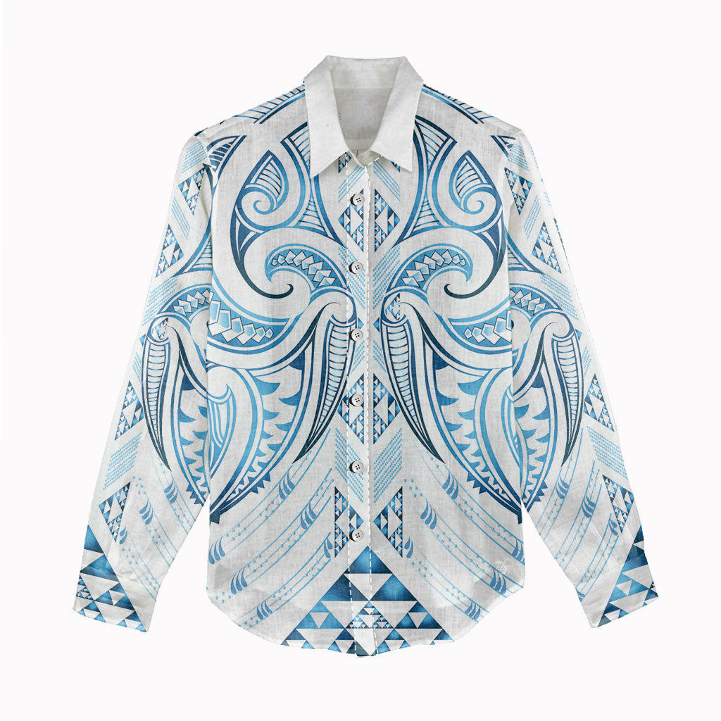 Maori Rugby Custom Ngaru Mangopare Women Casual Shirt Kahui Whetu Niho Taniwha Motif