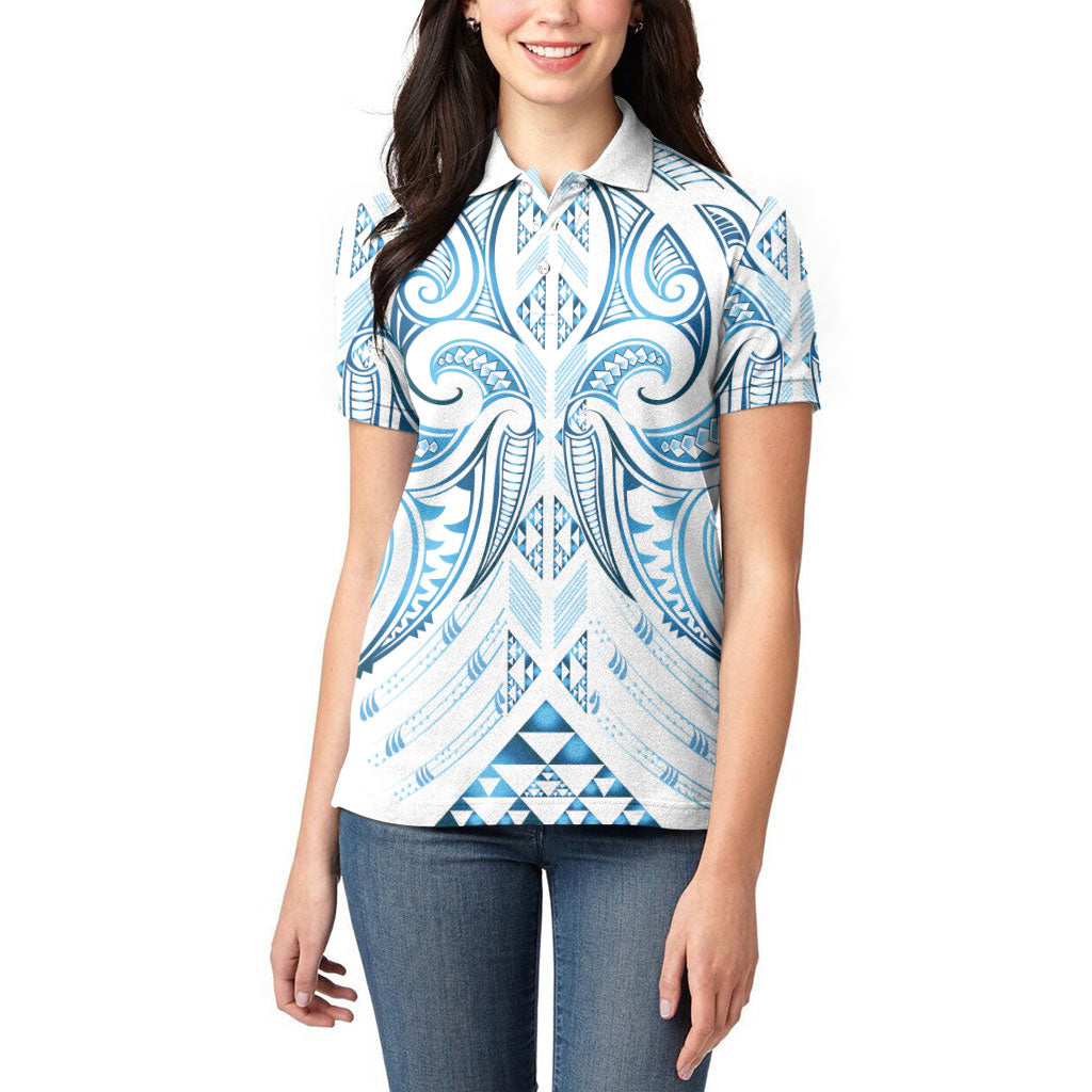 Maori Rugby Custom Ngaru Mangopare Women Polo Shirt Kahui Whetu Niho Taniwha Motif