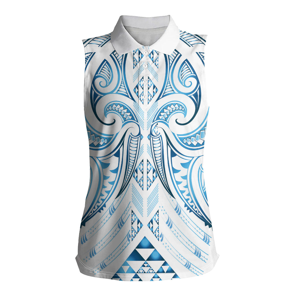 Maori Rugby Custom Ngaru Mangopare Women Sleeveless Polo Shirt Kahui Whetu Niho Taniwha Motif