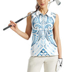 Maori Rugby Custom Ngaru Mangopare Women Sleeveless Polo Shirt Kahui Whetu Niho Taniwha Motif