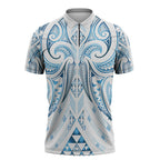 Maori Rugby Custom Ngaru Mangopare Zipper Polo Shirt Kahui Whetu Niho Taniwha Motif