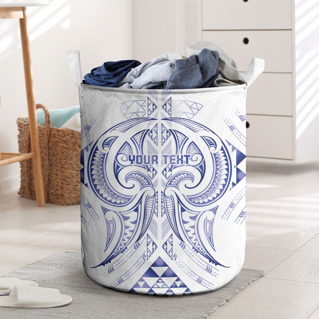 Maori Rugby Custom Ngaru Mangopare Laundry Basket Kikorangi Niho Taniwha Motif