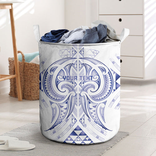 Maori Rugby Custom Ngaru Mangopare Laundry Basket Kikorangi Niho Taniwha Motif