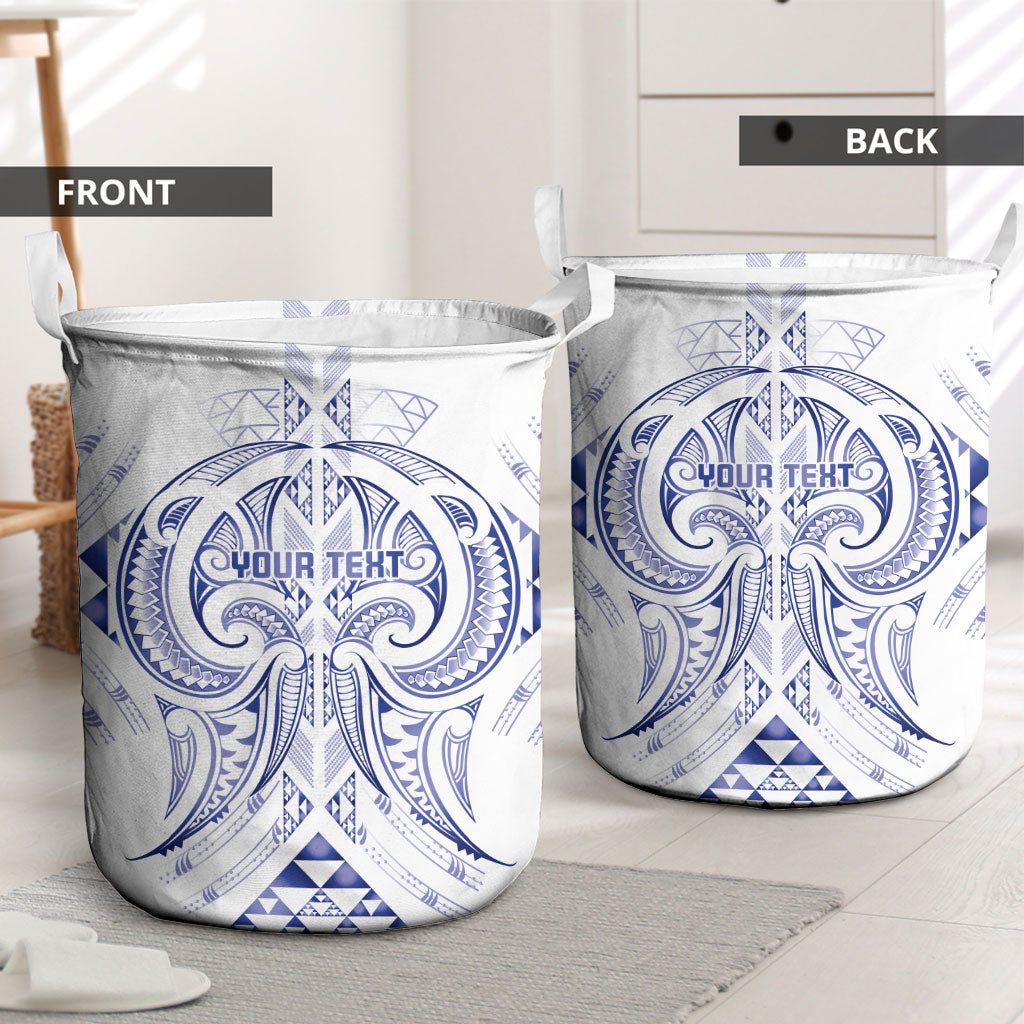 Maori Rugby Custom Ngaru Mangopare Laundry Basket Kikorangi Niho Taniwha Motif