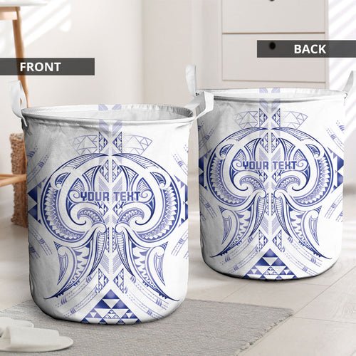 Maori Rugby Custom Ngaru Mangopare Laundry Basket Kikorangi Niho Taniwha Motif