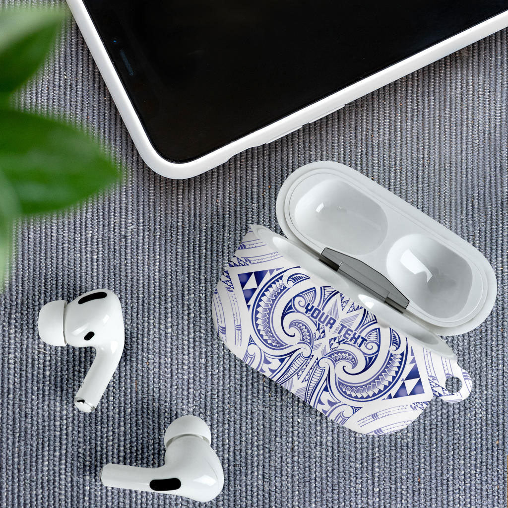 Maori Rugby Custom Ngaru Mangopare AirPods Case Kikorangi Niho Taniwha Motif