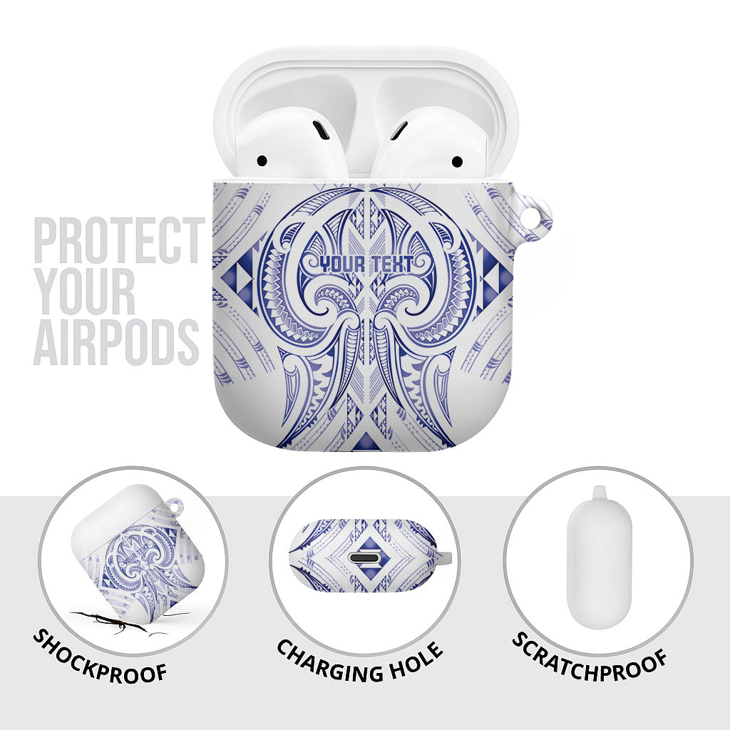 Maori Rugby Custom Ngaru Mangopare AirPods Case Kikorangi Niho Taniwha Motif